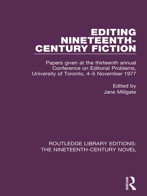 cover image of Editing Nineteenth-Century Fiction